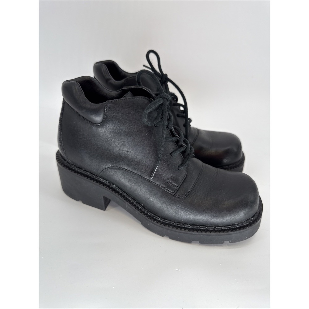Crossroads Black‎ Leather Oxford Clogs Comfort Shoes Yalta 6.5
